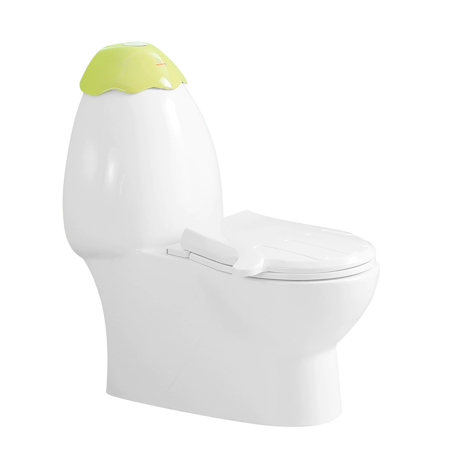 premium vitreous china toilet for kids, cute and colorful ceramic kids toilet with soft closing seat and thumb shaped cover handle